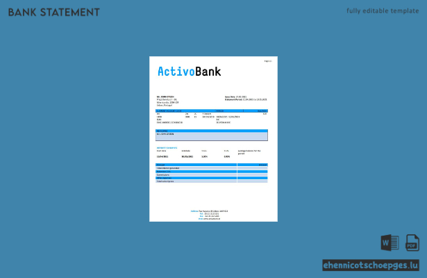 Beispiel eines Kontoauszugs der Banco Activobank S.A. in Portugal (Vorschau)